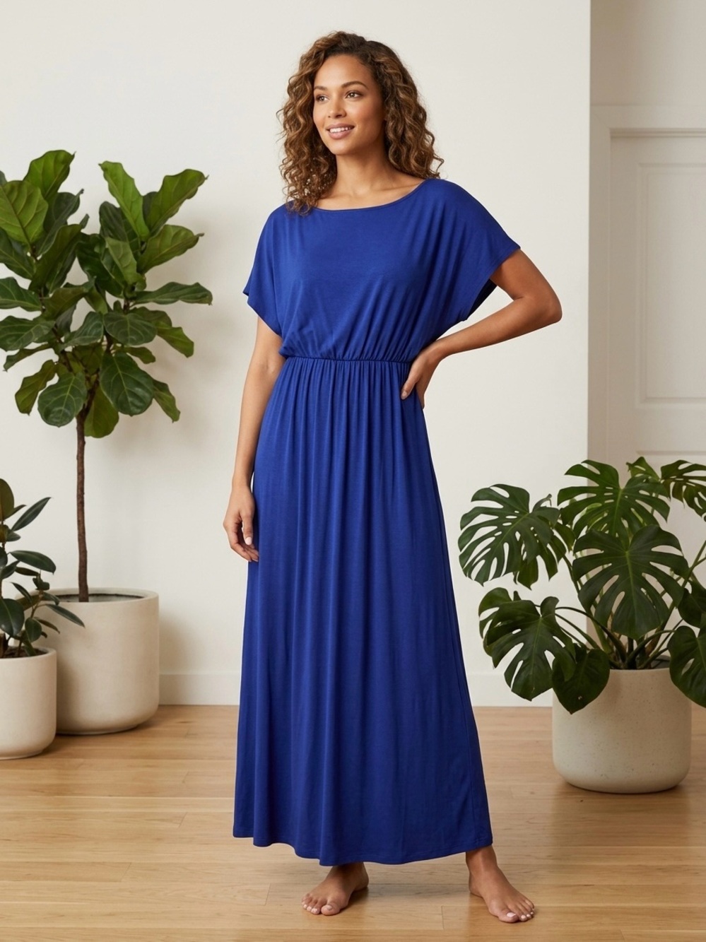 Charming Charlie Deep Blue Maxi Dress with Elastic Waist